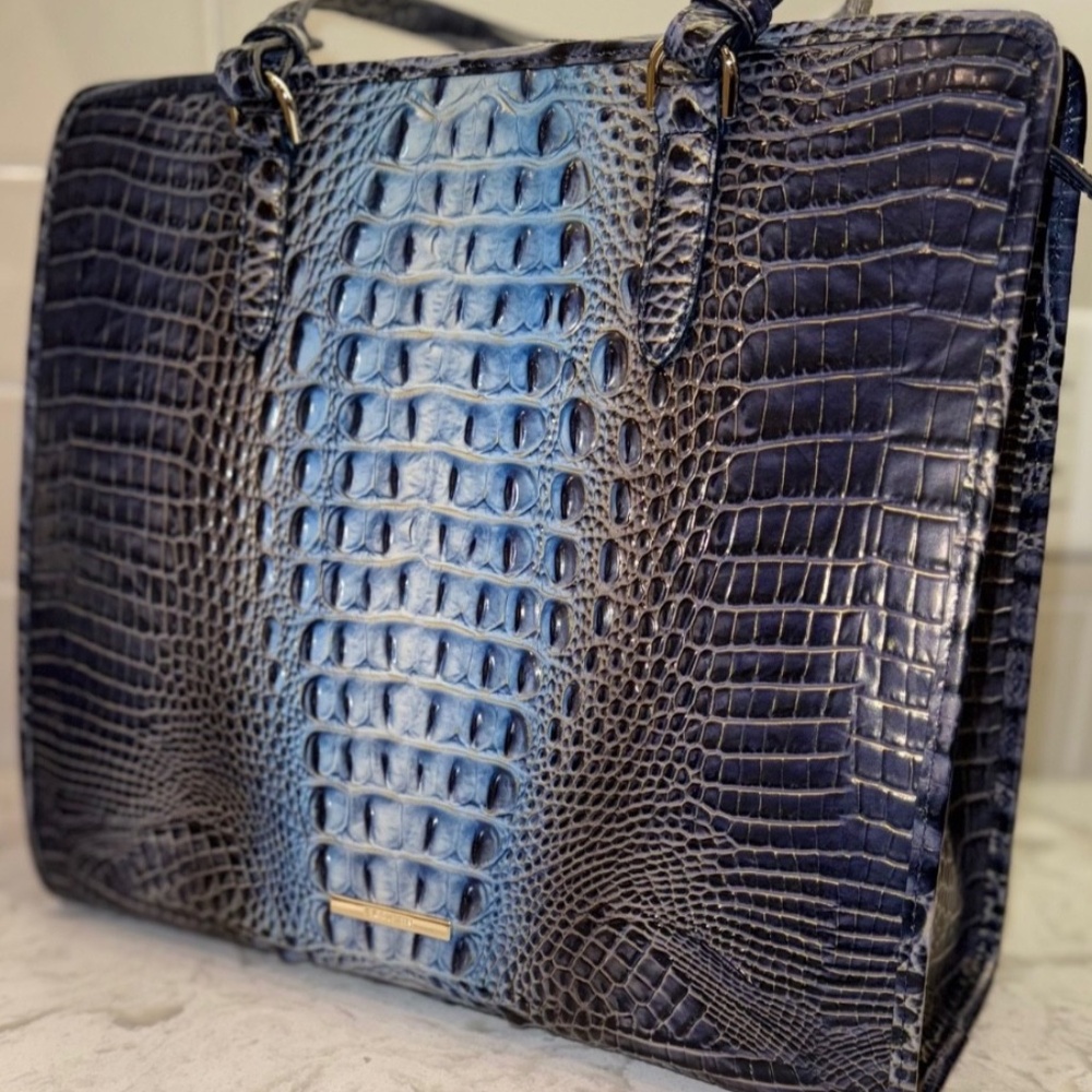 Brahmin Tia Shadow Ombre Melbourne Blue Satchel Handbag BRAND NEW!